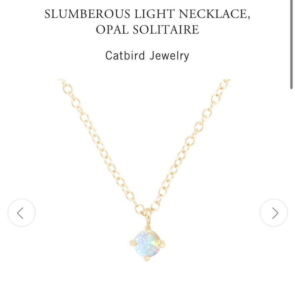 Catbird Slumberous Light Necklace, Opal Solitaire